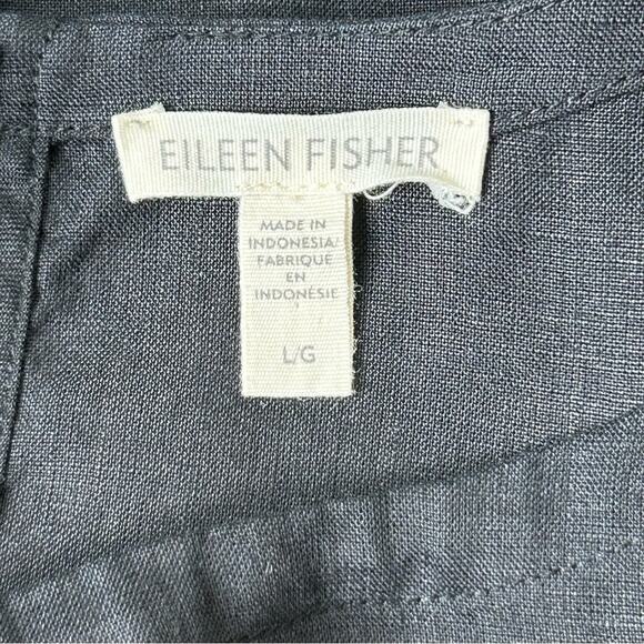 Eileen Fisher Organic Linen Round Neck Box Top L Black - Picture 5 of 12